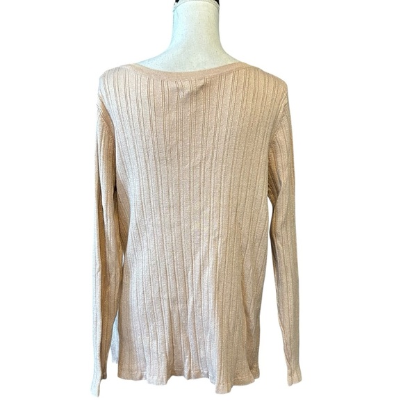 Croft & Barrow Ribbed Button Sides Long Sleeve Knit Sweater SZ XL Rose Gold NEW - Picture 4 of 7